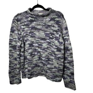 J.Jill Sweater Size Medium Wool Blend Handknit Multi-Color Chunky Knit